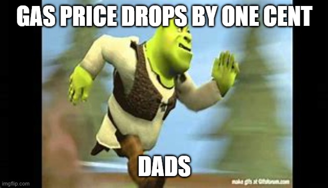 gas price meme | GAS PRICE DROPS BY ONE CENT; DADS | image tagged in gas prices | made w/ Imgflip meme maker