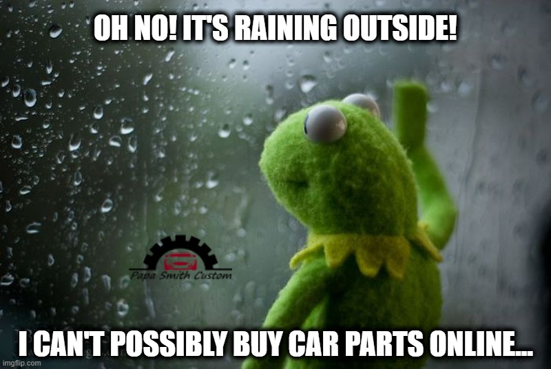 It's all in the mind. | OH NO! IT'S RAINING OUTSIDE! I CAN'T POSSIBLY BUY CAR PARTS ONLINE... | image tagged in car memes,online shopping,car parts,raining,baby its cold outside,psychology | made w/ Imgflip meme maker