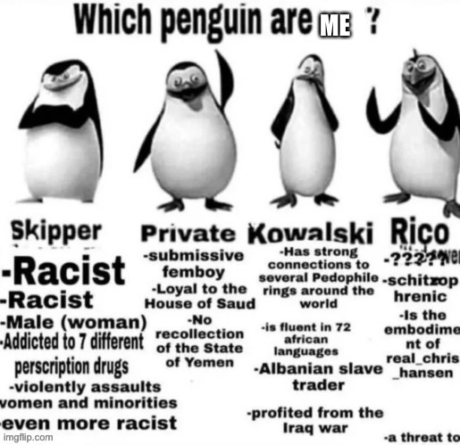 what penguin is me | ME | made w/ Imgflip meme maker
