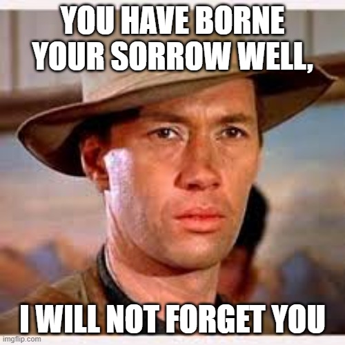 Kung Fu classic tv series quotes | YOU HAVE BORNE YOUR SORROW WELL, I WILL NOT FORGET YOU | image tagged in kung fu | made w/ Imgflip meme maker