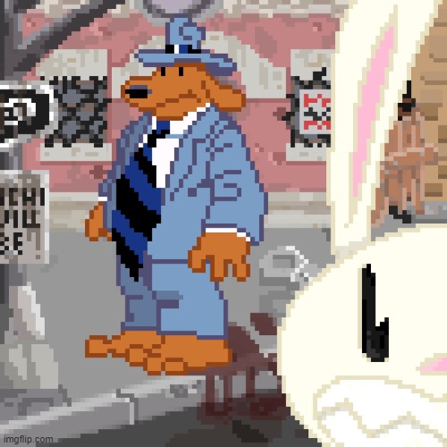 pixel art is pretty swagtastic ngl | image tagged in sam and max,pixel | made w/ Imgflip meme maker