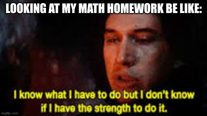 :/ | LOOKING AT MY MATH HOMEWORK BE LIKE: | image tagged in i know what i have to do,maths,math,homework,oh wow are you actually reading these tags | made w/ Imgflip meme maker