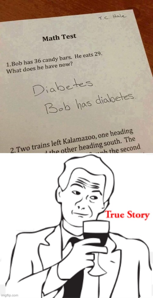 Clever Title | image tagged in true story,memes,funny,diabetes,funny kid test answers,kid | made w/ Imgflip meme maker