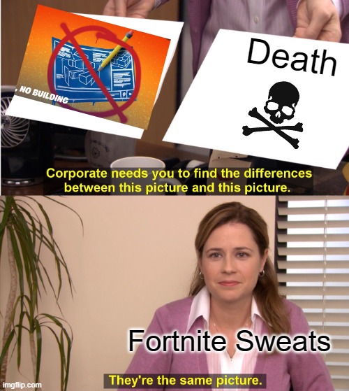 So True | Death; Fortnite Sweats | image tagged in memes,they're the same picture | made w/ Imgflip meme maker