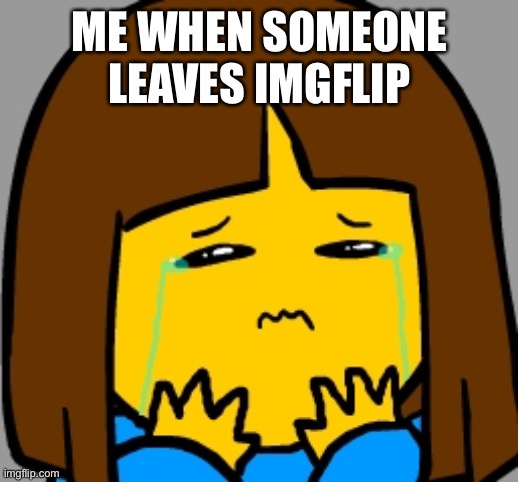 Press F to pay respect |  ME WHEN SOMEONE LEAVES IMGFLIP | image tagged in super sad frisk,goodbye,old,friends | made w/ Imgflip meme maker