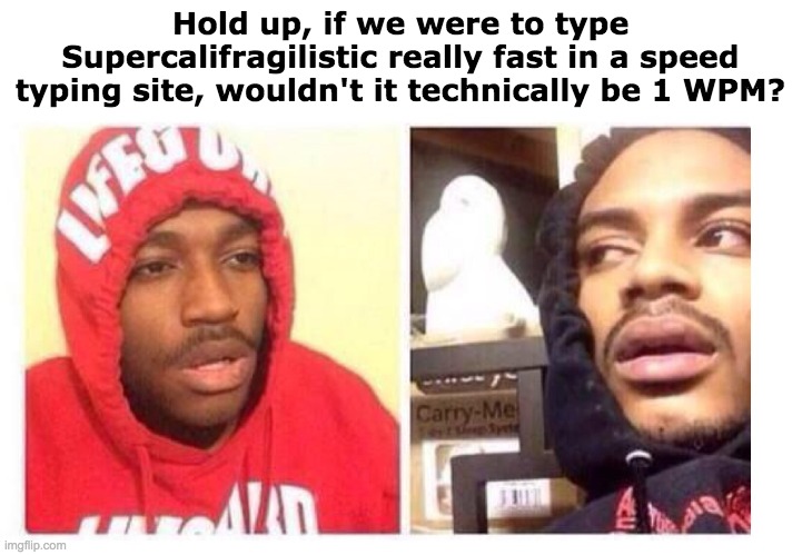 HMMMMM | Hold up, if we were to type Supercalifragilistic really fast in a speed typing site, wouldn't it technically be 1 WPM? | image tagged in hits blunt,questionable,funny,gifs,pets | made w/ Imgflip meme maker