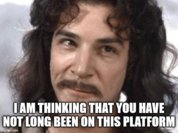 I Do Not Think That Means What You Think It Means | I AM THINKING THAT YOU HAVE NOT LONG BEEN ON THIS PLATFORM | image tagged in i do not think that means what you think it means | made w/ Imgflip meme maker