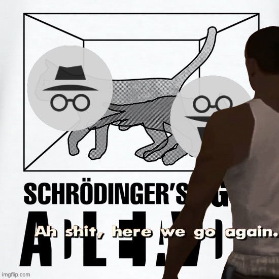 SCHRÖDINGER’S IG — IS HE DEAD OR ALIVE? — REDUX — MAYBE — IDK | image tagged in schrodingers ig,r,e,d,u,x | made w/ Imgflip meme maker