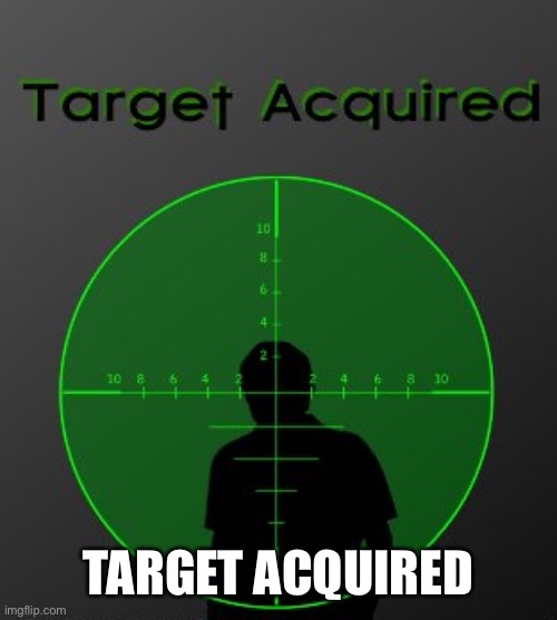 target acquired | TARGET ACQUIRED | image tagged in target acquired | made w/ Imgflip meme maker