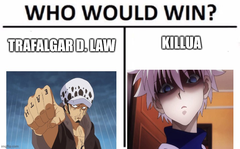 I got law, what about you? | TRAFALGAR D. LAW; KILLUA | image tagged in memes,who would win | made w/ Imgflip meme maker