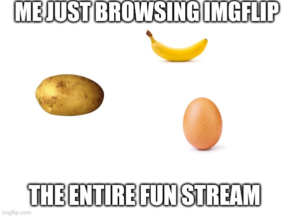 Why? Just why? | ME JUST BROWSING IMGFLIP; THE ENTIRE FUN STREAM | image tagged in blank white template | made w/ Imgflip meme maker
