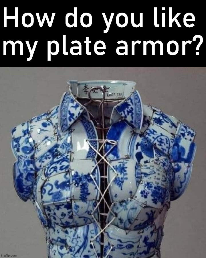 How do you like 
my plate armor? | image tagged in eye roll | made w/ Imgflip meme maker
