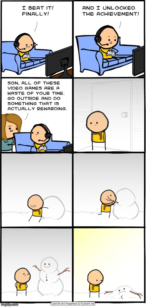 Video games | image tagged in cyanide and happiness,comics/cartoons,comics,comic,video games,snowman | made w/ Imgflip meme maker