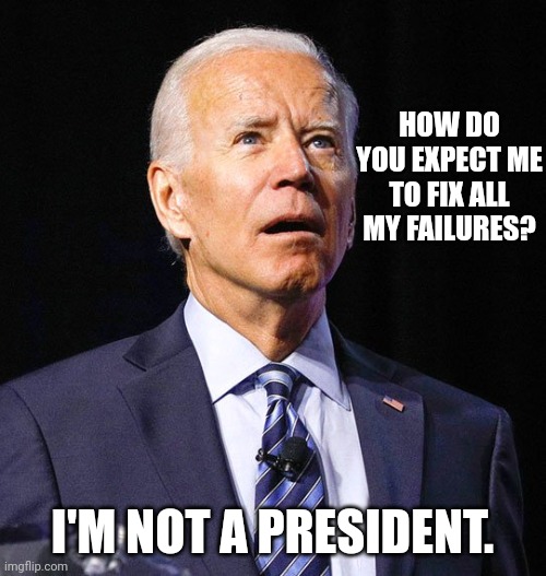 Not a biologist | HOW DO YOU EXPECT ME TO FIX ALL MY FAILURES? I'M NOT A PRESIDENT. | image tagged in joe biden,fake,joke | made w/ Imgflip meme maker