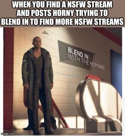 hello i also like posting p@rn totally not a crusader | WHEN YOU FIND A NSFW STREAM AND POSTS HORNY TRYING TO BLEND IN TO FIND MORE NSFW STREAMS | image tagged in blend in with the humans,blend in | made w/ Imgflip meme maker