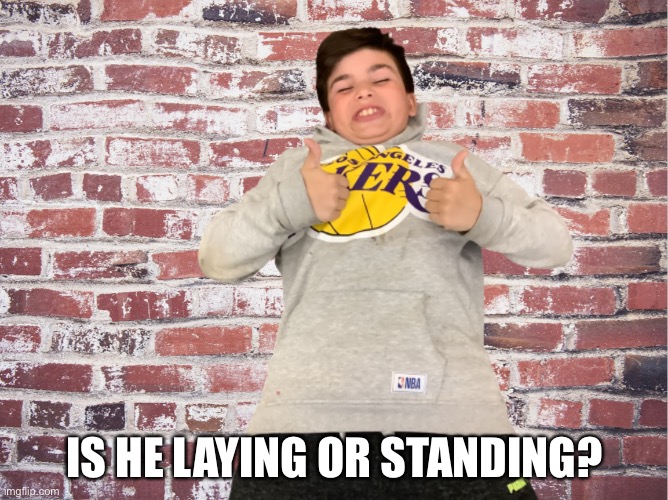 Is he Laying or Standing? | IS HE LAYING OR STANDING? | image tagged in funny memes | made w/ Imgflip meme maker