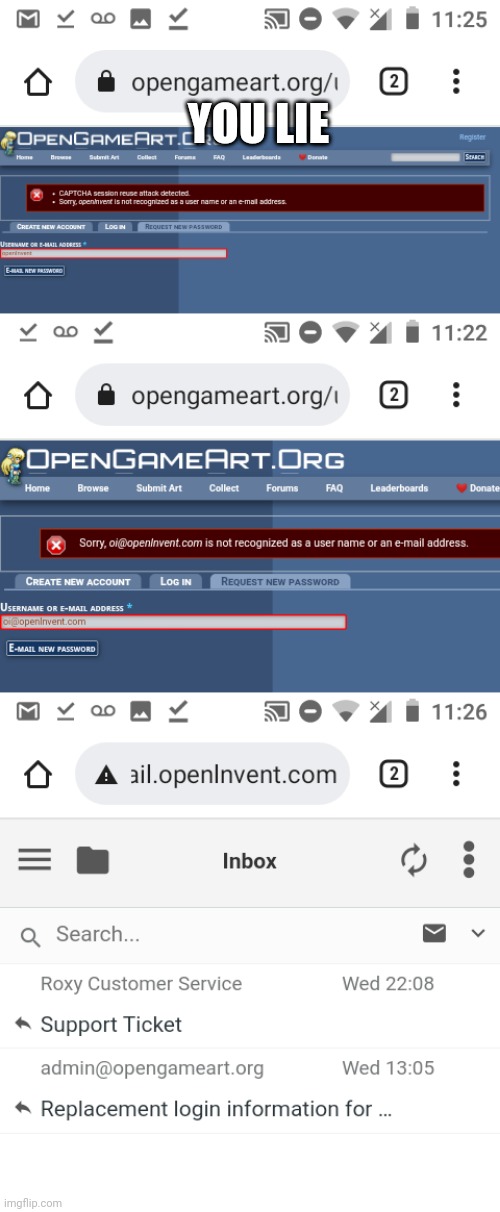 Put Bitsfit™ for game developers on opengamart banned | YOU LIE | image tagged in opengameart,banned,bitsfit,openlnvent,openinvent,game assets | made w/ Imgflip meme maker