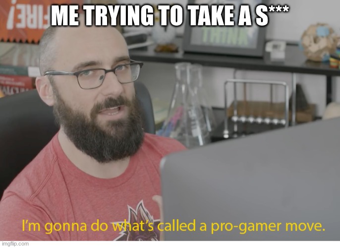 I'm gonna do what's called a pro-gamer move. | ME TRYING TO TAKE A S*** | image tagged in i'm gonna do what's called a pro-gamer move | made w/ Imgflip meme maker