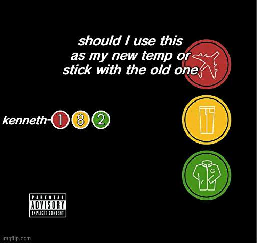 should I use this as my new temp or stick with the old one; kenneth | image tagged in blink-182 | made w/ Imgflip meme maker
