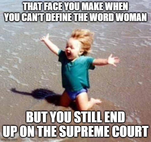Celebration | THAT FACE YOU MAKE WHEN YOU CAN'T DEFINE THE WORD WOMAN; BUT YOU STILL END UP ON THE SUPREME COURT | image tagged in celebration | made w/ Imgflip meme maker