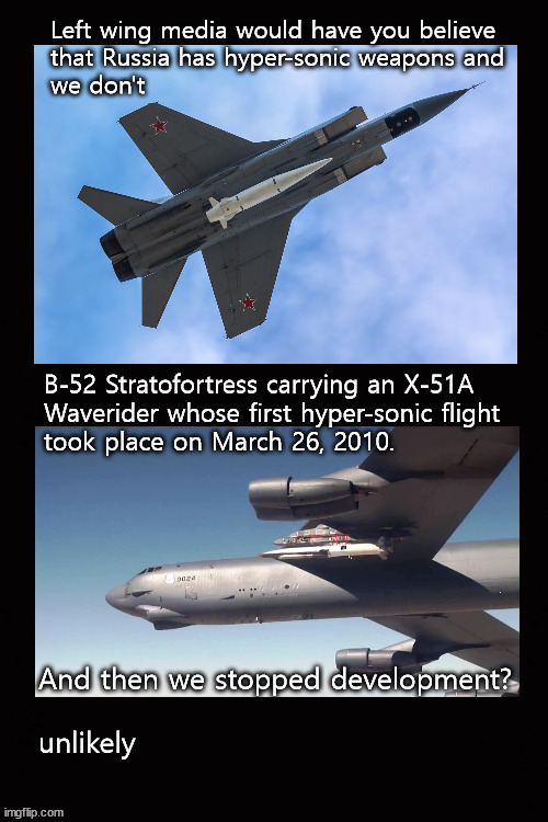 US has no hypersonic weapons -NOT | image tagged in hypersonic weapons | made w/ Imgflip meme maker