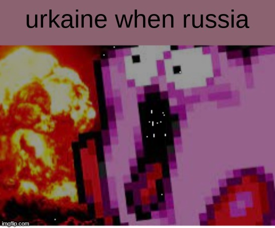 kirby suprised of bomb | urkaine when russia | image tagged in kirby suprised of bomb | made w/ Imgflip meme maker