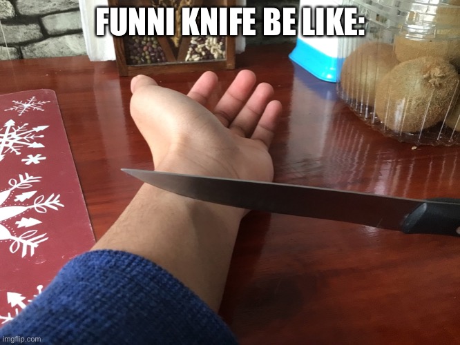 My guardians were there so I couldn’t do it, but I did cut my finger so thats the start | FUNNI KNIFE BE LIKE: | made w/ Imgflip meme maker