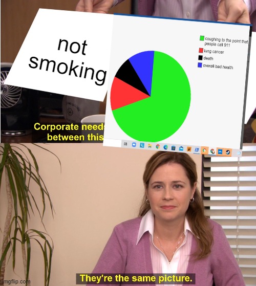 They're The Same Picture | not
smoking | image tagged in memes,they're the same picture | made w/ Imgflip meme maker