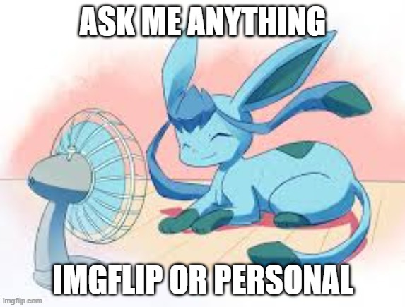 not too personal tho | ASK ME ANYTHING; IMGFLIP OR PERSONAL | image tagged in glaceon chilling | made w/ Imgflip meme maker