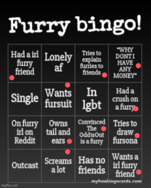 I got a bingo lol | image tagged in furry bingo | made w/ Imgflip meme maker