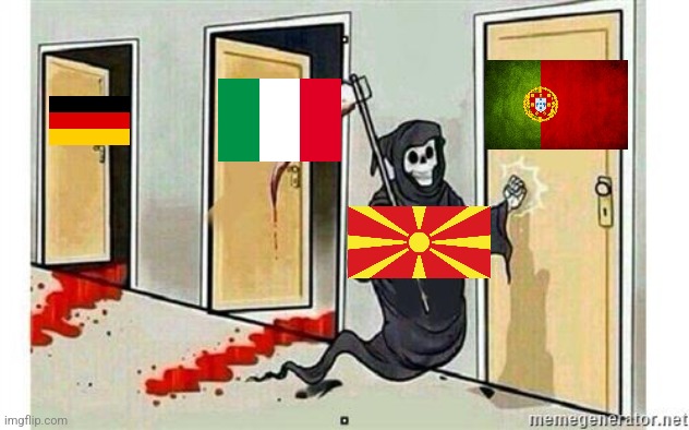 Italy 0-1 Northern Macedonia. WHY ALWAYS DONNARUMMA!?!?!? >:( | image tagged in grim reaper knocking door,italy,macedonia,world cup,qualifiers,futbol | made w/ Imgflip meme maker