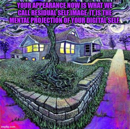 That time I became a house | YOUR APPEARANCE NOW IS WHAT WE CALL RESIDUAL SELF IMAGE. IT IS THE MENTAL PROJECTION OF YOUR DIGITAL SELF. | image tagged in matrix,the matrix,lsd | made w/ Imgflip meme maker
