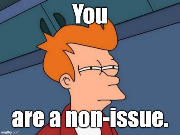 Fry is not sure... | You are a non-issue. | image tagged in fry is not sure | made w/ Imgflip meme maker