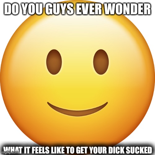 Smiley emoji | DO YOU GUYS EVER WONDER; WHAT IT FEELS LIKE TO GET YOUR DICK SUCKED | image tagged in smiley emoji | made w/ Imgflip meme maker