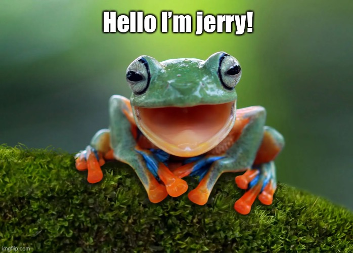 How Famous can an endangered frog get? | Hello I’m jerry! | image tagged in team seas,team trees,save the turtles,frogs are cool | made w/ Imgflip meme maker