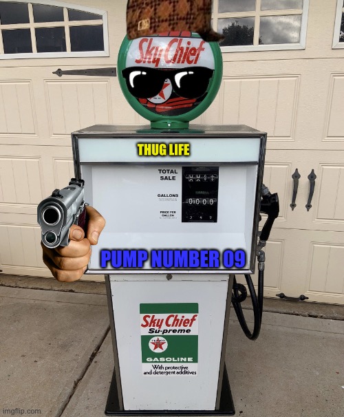 Gas Pump Robber | THUG LIFE; PUMP NUMBER 09 | image tagged in gas pump | made w/ Imgflip meme maker