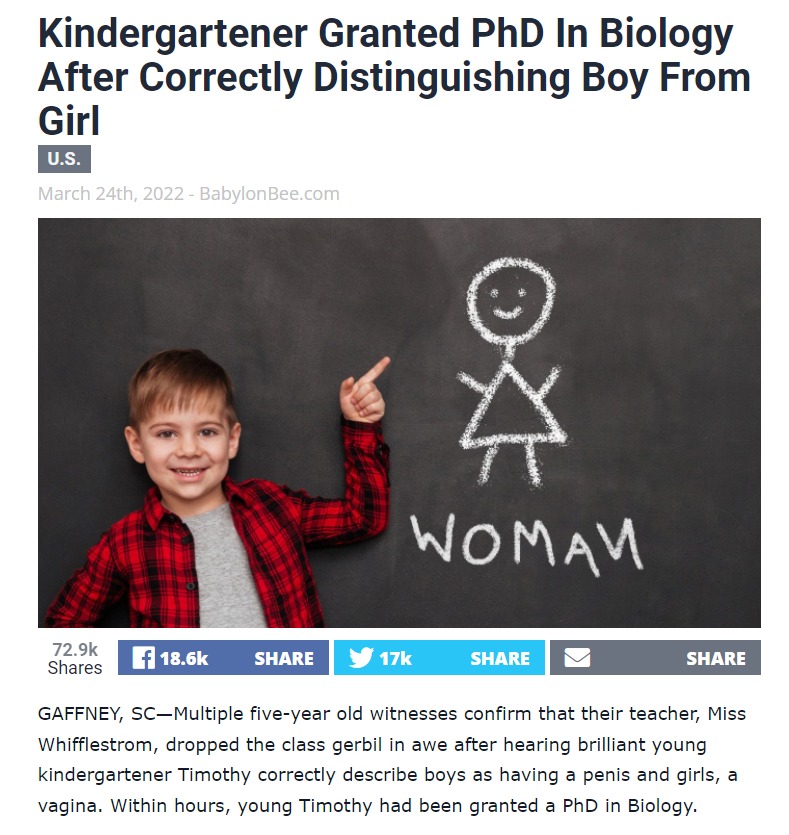 Kindergartener Granted PhD In Biology | image tagged in phd,babylon bee,boys have a penis girls have a vagina,kindergarten cop,kindergarten genius,kindergarten | made w/ Imgflip meme maker
