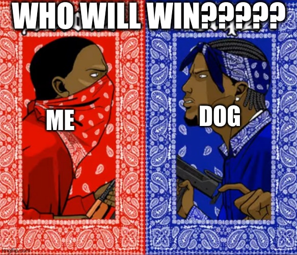 Blood Or Crip | WHO WILL WIN????? DOG ME | image tagged in blood or crip | made w/ Imgflip meme maker