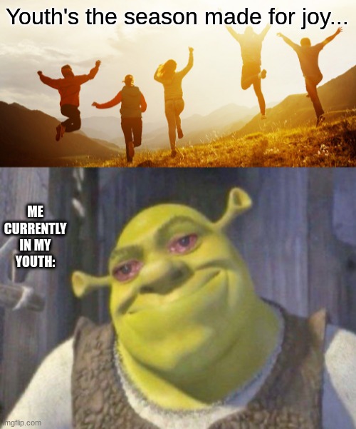 Why | Youth's the season made for joy... ME CURRENTLY IN MY YOUTH: | image tagged in funny memes | made w/ Imgflip meme maker