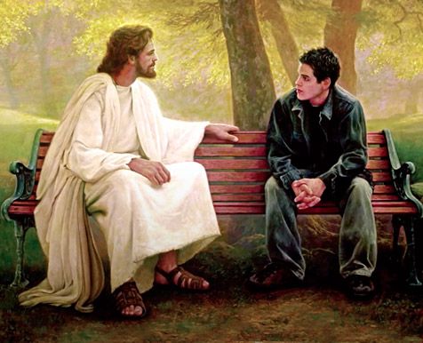 jesus with seated man Blank Meme Template
