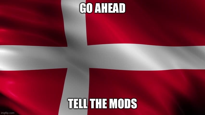 Danish flag | GO AHEAD; TELL THE MODS | image tagged in danish flag | made w/ Imgflip meme maker