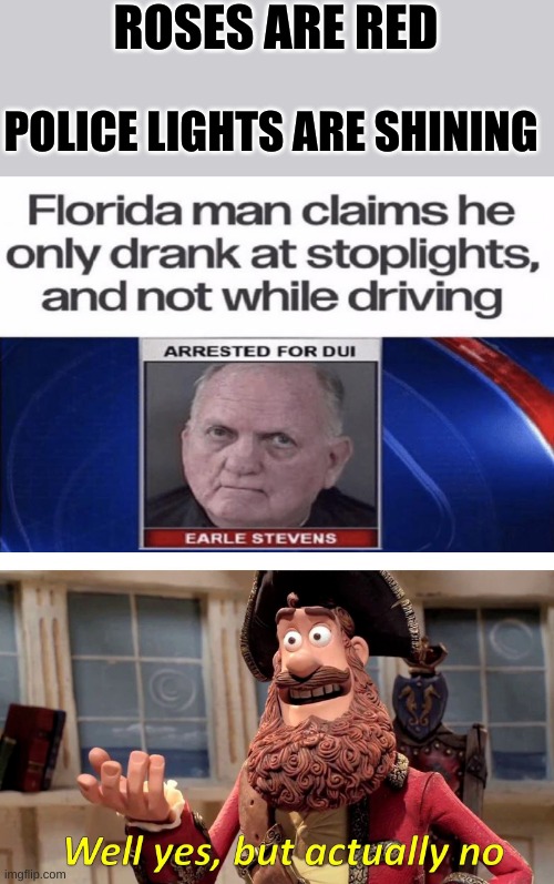 This man just played the system | ROSES ARE RED; POLICE LIGHTS ARE SHINING | image tagged in memes,well yes but actually no | made w/ Imgflip meme maker