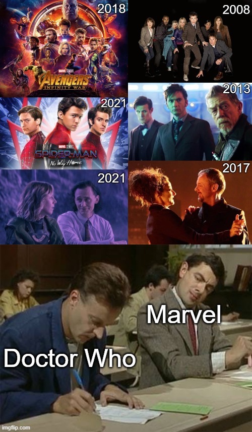 Marvel copying Doctor Who | Marvel; Doctor Who | image tagged in marvel,doctor who,mcu | made w/ Imgflip meme maker