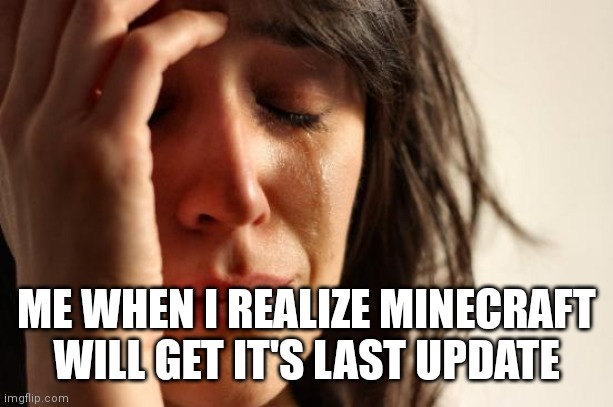 First World Problems Meme | ME WHEN I REALIZE MINECRAFT WILL GET IT'S LAST UPDATE | image tagged in memes,first world problems | made w/ Imgflip meme maker
