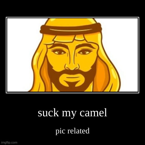 suck my camel innit | image tagged in funny,demotivationals | made w/ Imgflip demotivational maker