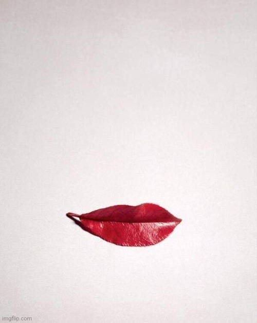 Leaf lips | image tagged in red,leafy,lips,that is all | made w/ Imgflip meme maker