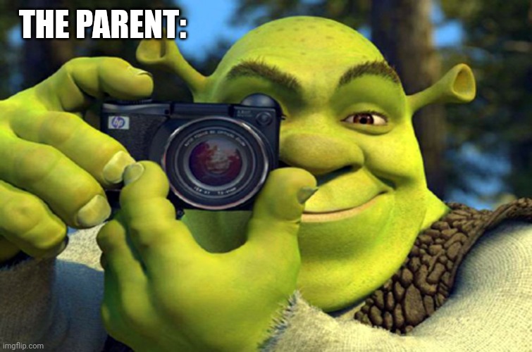 Shrek taking a picture | THE PARENT: | image tagged in shrek taking a picture | made w/ Imgflip meme maker