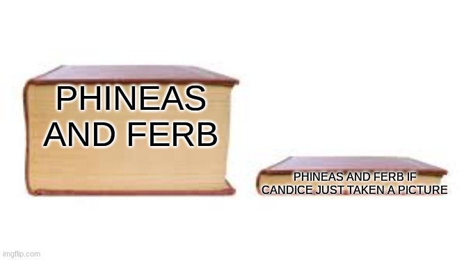 The truth | PHINEAS AND FERB; PHINEAS AND FERB IF CANDICE JUST TAKEN A PICTURE | image tagged in big book small book,phineas and ferb | made w/ Imgflip meme maker
