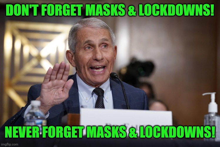 fauci sieg heil | DON'T FORGET MASKS & LOCKDOWNS! NEVER FORGET MASKS & LOCKDOWNS! | image tagged in fauci sieg heil | made w/ Imgflip meme maker