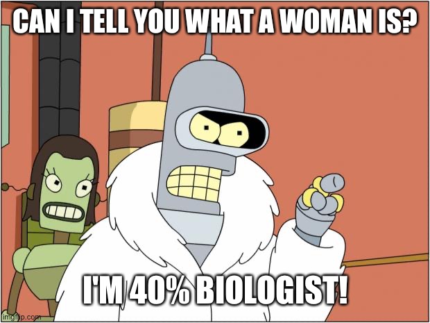 Bender | CAN I TELL YOU WHAT A WOMAN IS? I'M 40% BIOLOGIST! | image tagged in memes,bender | made w/ Imgflip meme maker